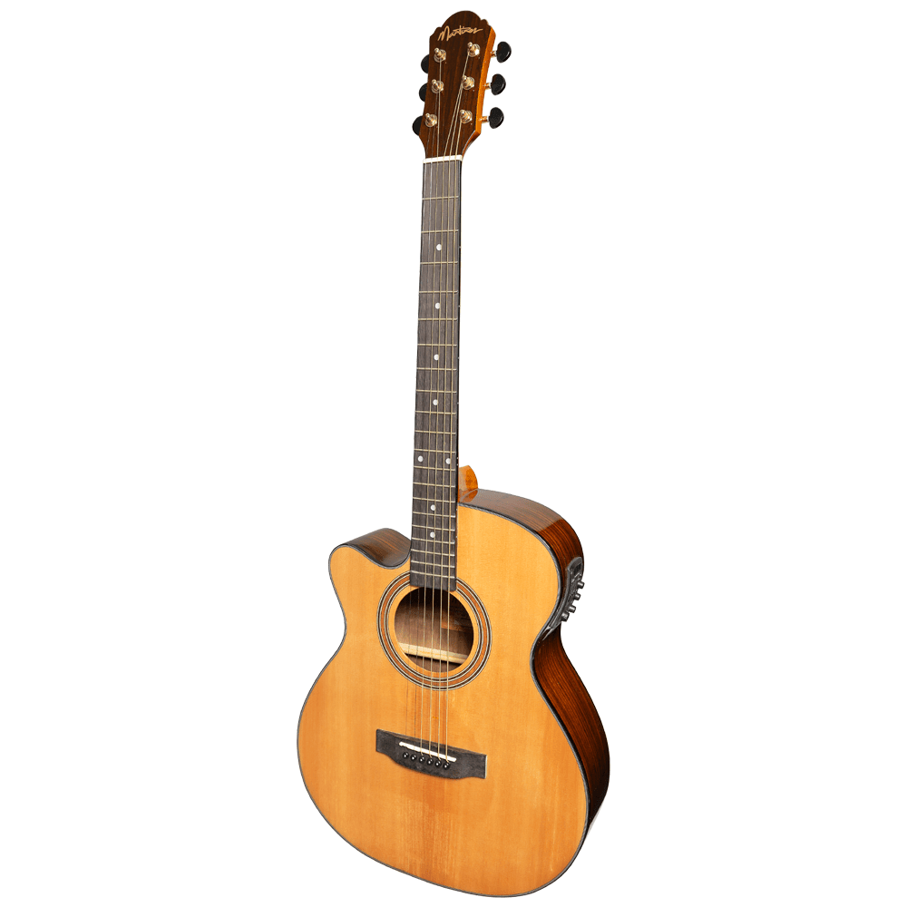 Martinez 'Anniversary Series' Folk Size Cutaway Solid-top Acoustic-Electric Guitar (Natural) - GIG Guitars