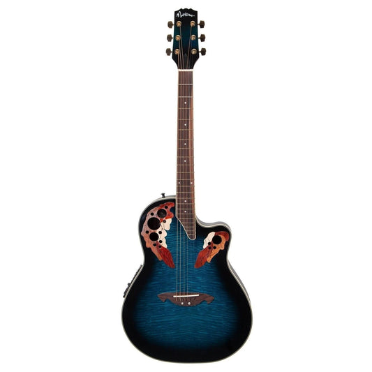 Martinez 'Flame Finish' Acoustic-Electric Roundback Cutaway Guitar (Blueburst) - GIG Guitars