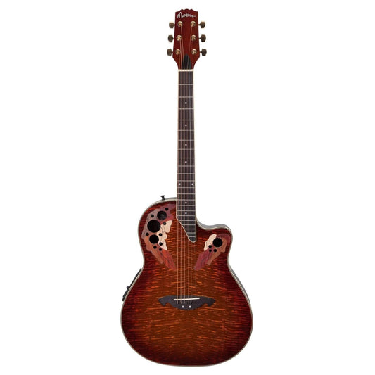 Martinez 'Flame Finish' Acoustic-Electric Roundback Cutaway Guitar (Honeyburst) - GIG Guitars