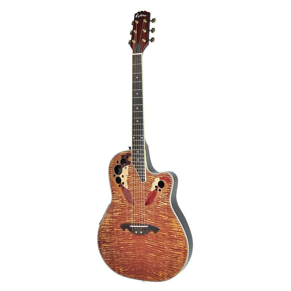 Martinez 'Flame Finish' Acoustic-Electric Roundback Cutaway Guitar (Natural Gloss) - GIG Guitars