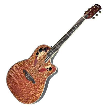 Martinez 'Flame Finish' Acoustic-Electric Roundback Cutaway Guitar (Natural Gloss) - GIG Guitars