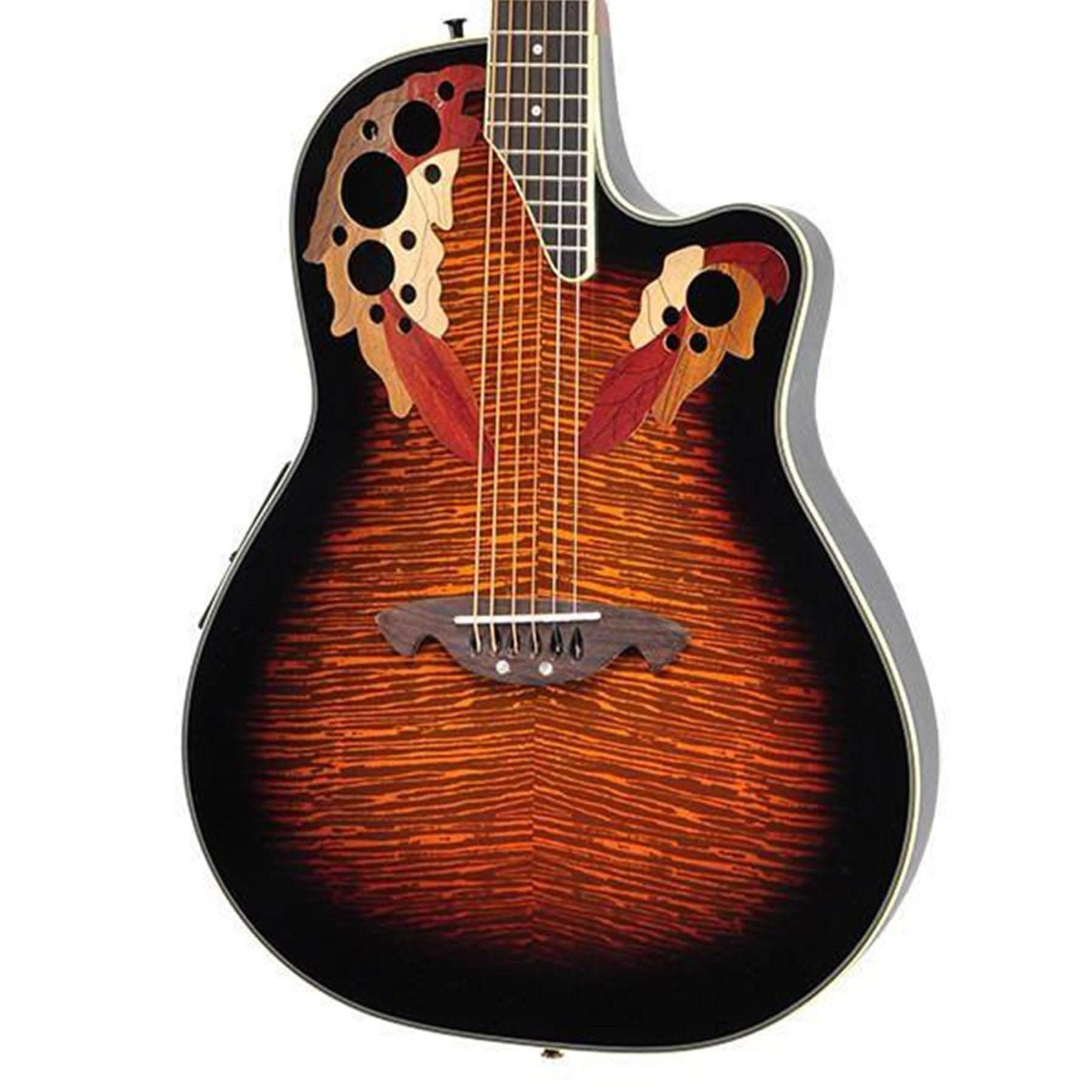 Martinez 'Flame Finish' Acoustic-Electric Roundback Cutaway Guitar (Tobacco Sunburst) - GIG Guitars