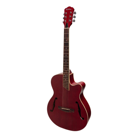 Martinez Jazz Hybrid Acoustic-Electric Small Body Cutaway Guitar (Red) - GIG Guitars