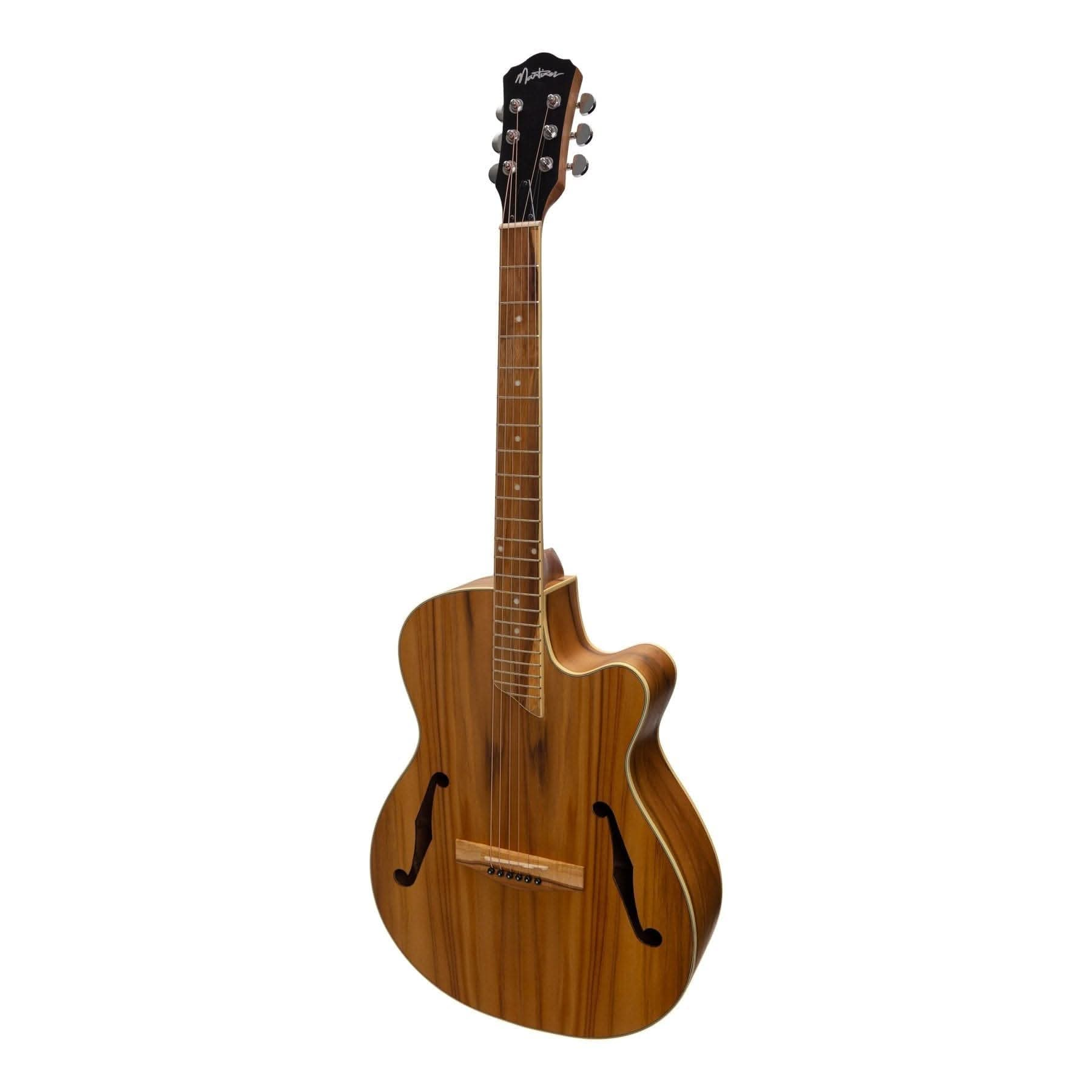 Martinez Jazz Hybrid Acoustic Small Body Cutaway Guitar (Jati-Teakwood) - GIG Guitars