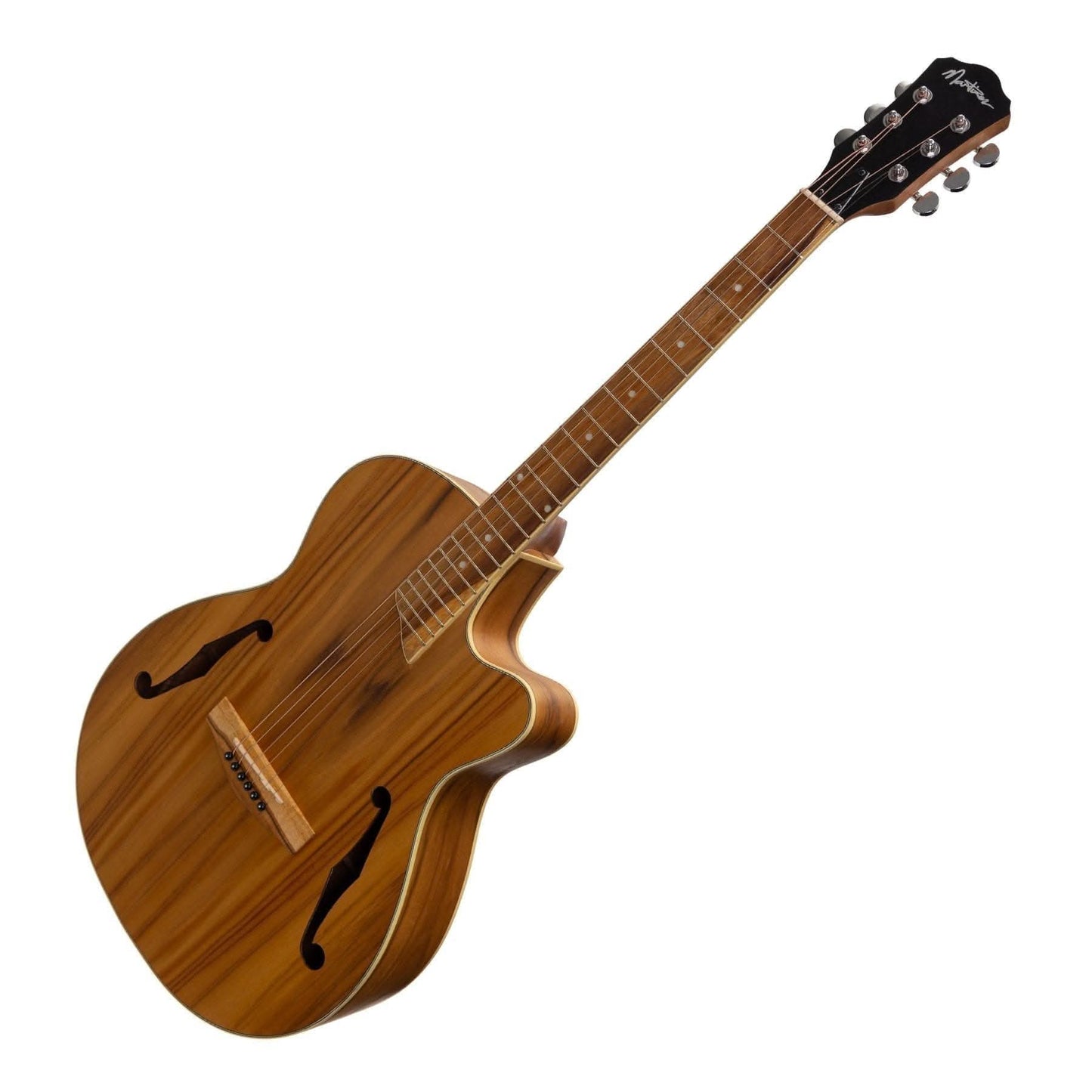 Martinez Jazz Hybrid Acoustic Small Body Cutaway Guitar (Jati-Teakwood) - GIG Guitars