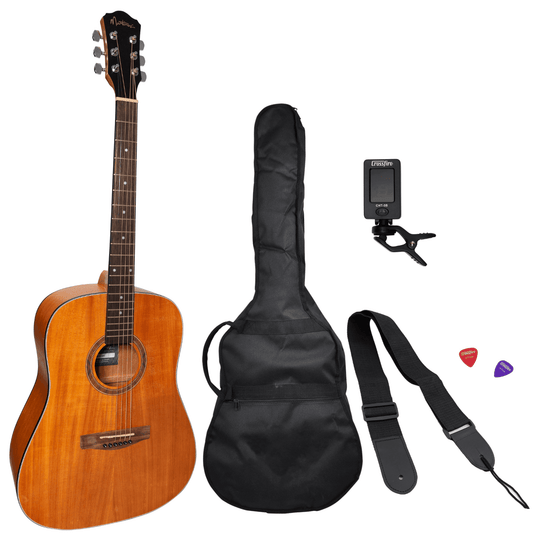 Martinez Left Hand '41 Series' Dreadnought Acoustic Guitar Pack (Mahogany) - GIG Guitars