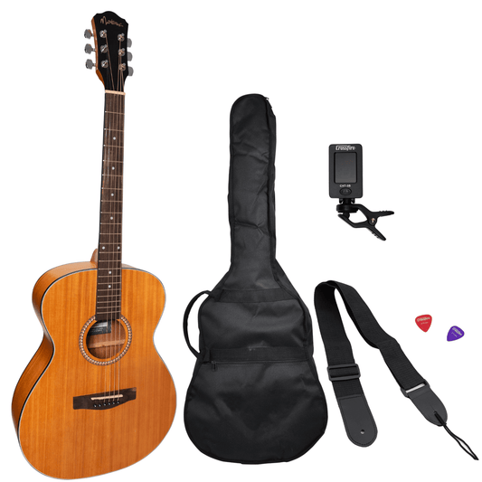 Martinez Left Hand '41 Series' Folk Size Acoustic Guitar Pack (Mahogany) - GIG Guitars