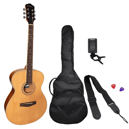 Martinez Left Hand '41 Series' Folk Size Acoustic Guitar Pack (Spruce/Rosewood) - GIG Guitars