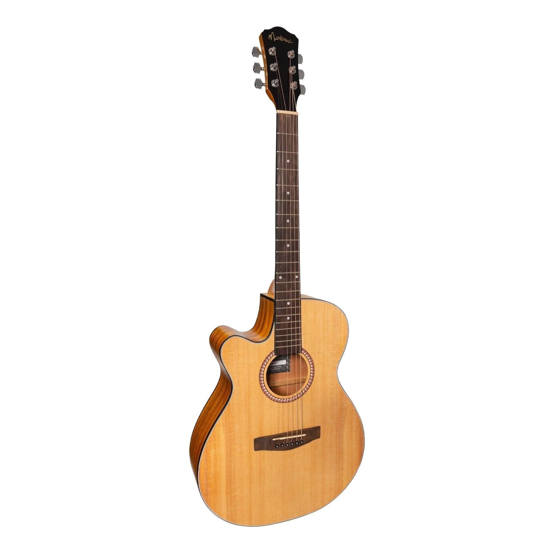 Martinez Left-Handed '41 Series' Folk Size Cutaway Acoustic-Electric Guitar Pack (Spruce/Koa) - GIG Guitars