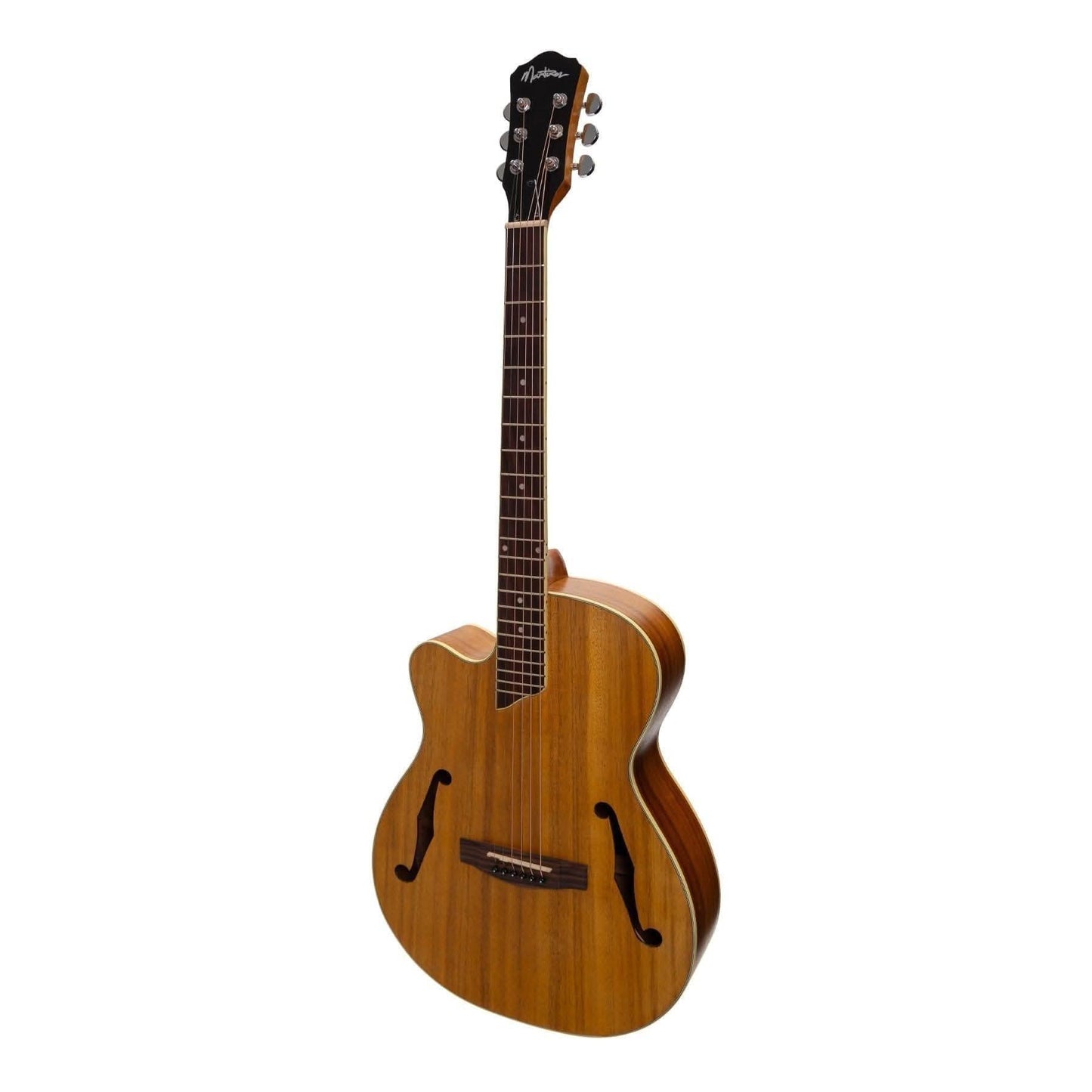 Martinez Left Handed Jazz Hybrid Acoustic-Electric Small Body Cutaway Guitar (Koa) - GIG Guitars