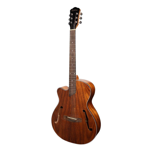 Martinez Left Handed Jazz Hybrid Acoustic-Electric Small Body Cutaway Guitar (Rosewood) - GIG Guitars