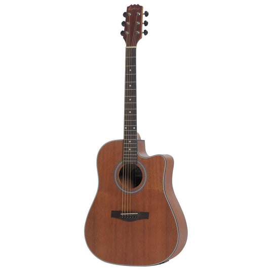 Martinez 'Mahogany Series' Mahogany Acoustic-Electric Dreadnought Cutaway Guitar (Natural Satin) - GIG Guitars