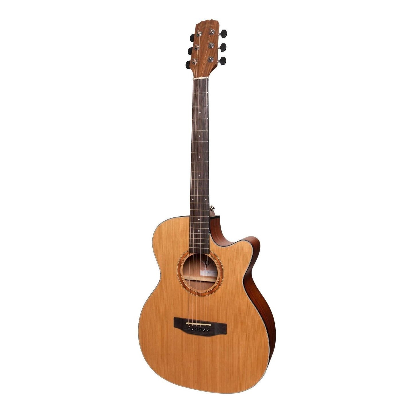 Martinez 'Natural Series' Cedar Top Acoustic-Electric Small Body Cutaway Guitar (Open Pore) - GIG Guitars