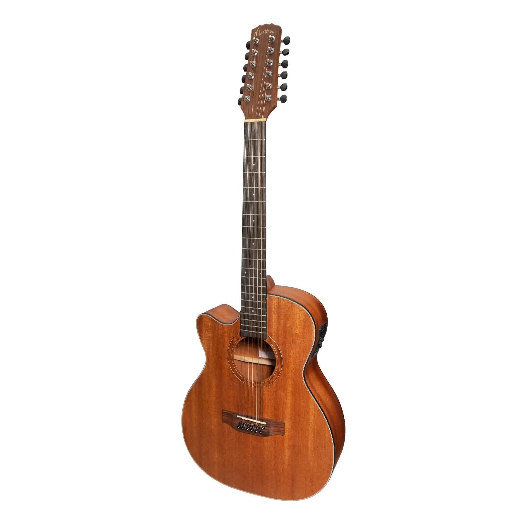 Martinez 'Natural Series' Left Handed Mahogany Top 12-String Acoustic-Electric Small Body Cutaway Guitar (Open Pore) - GIG Guitars