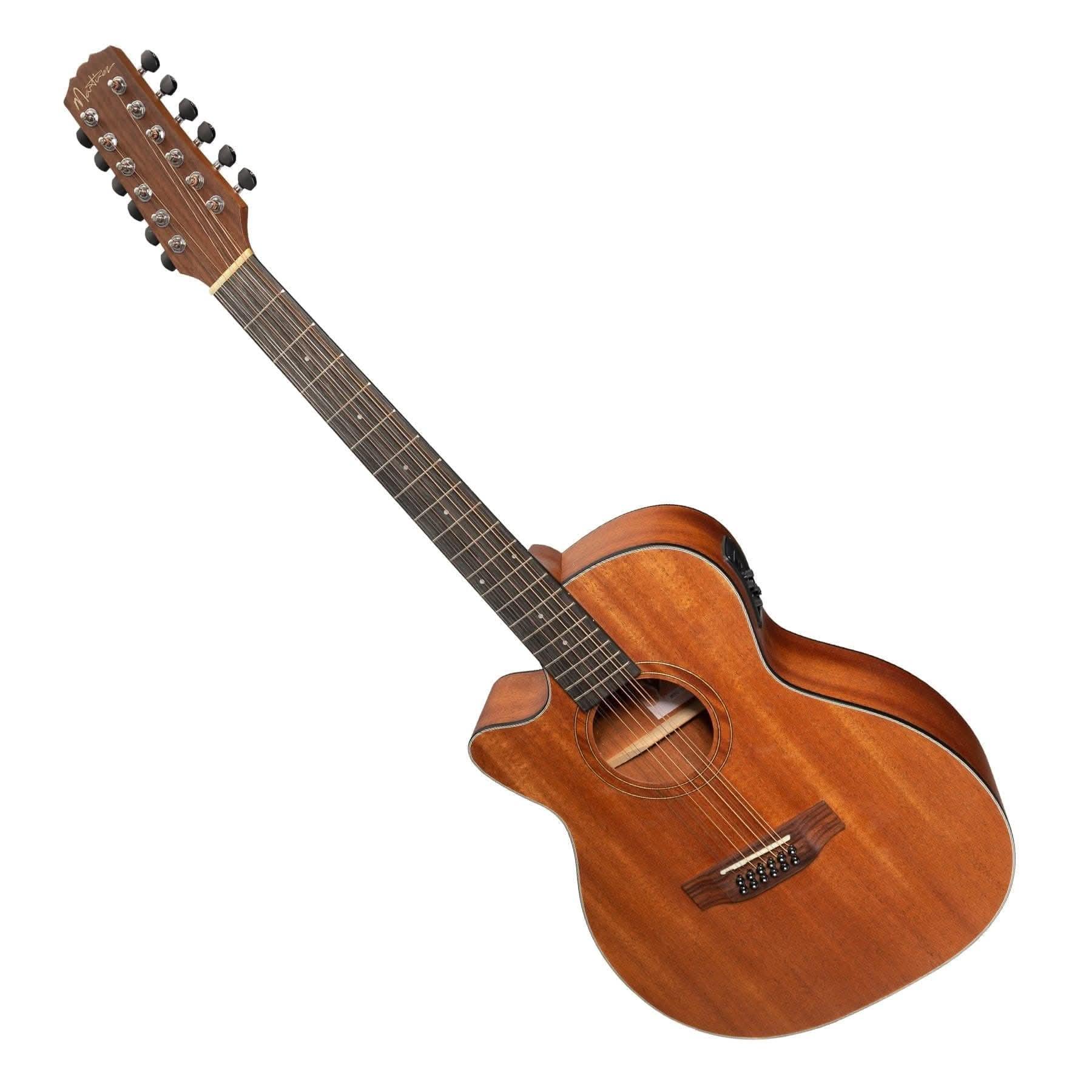 Martinez 'Natural Series' Left Handed Mahogany Top 12-String Acoustic-Electric Small Body Cutaway Guitar (Open Pore) - GIG Guitars