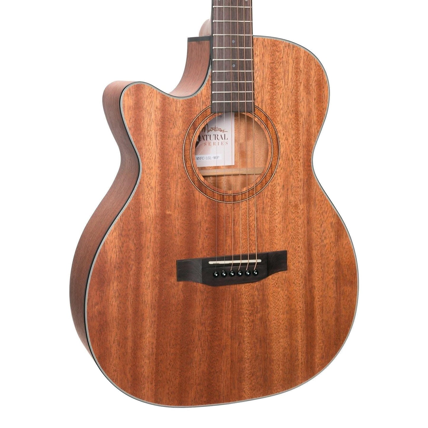 Martinez 'Natural Series' Left Handed Mahogany Top Acoustic-Electric Small Body Cutaway Guitar (Open Pore) - GIG Guitars