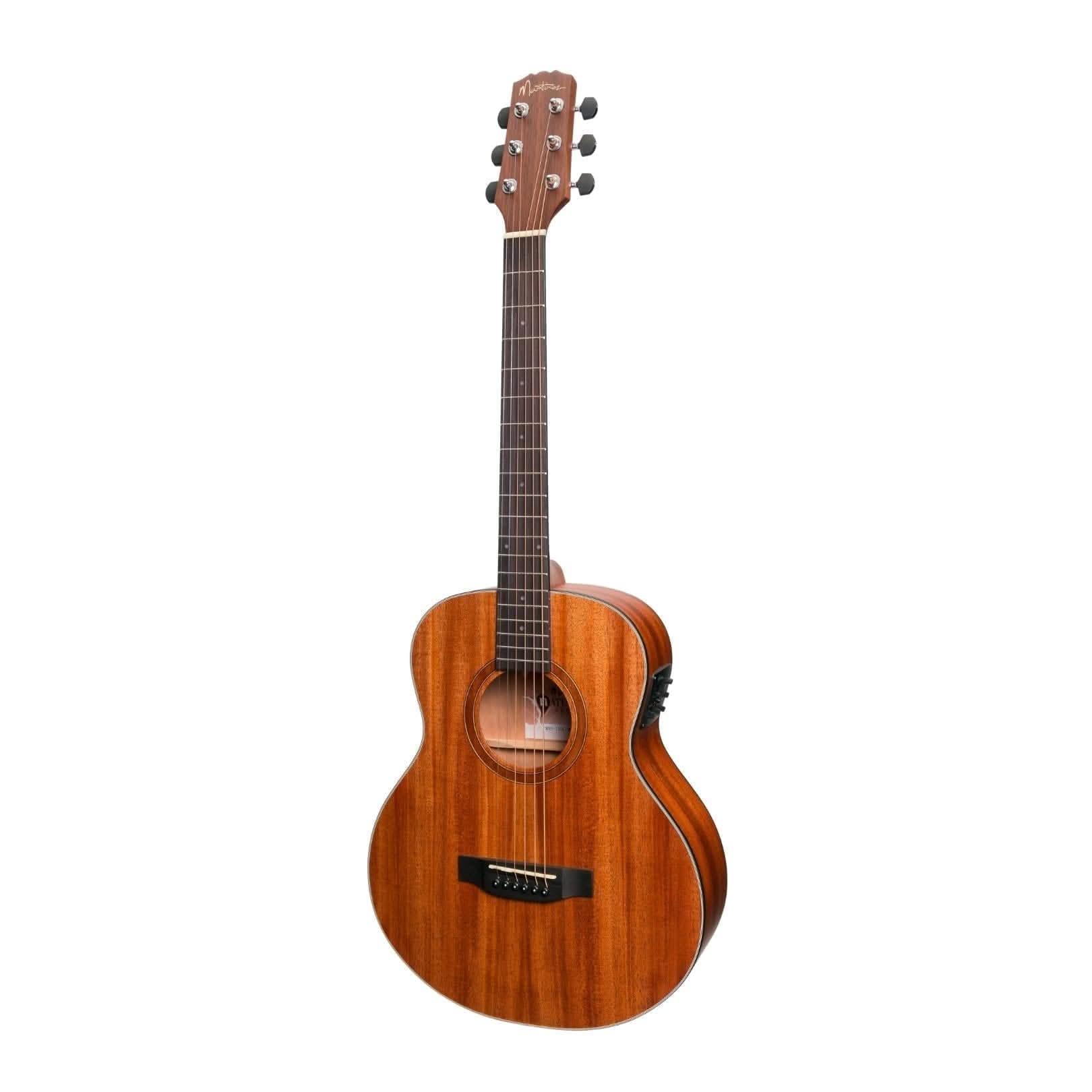 Martinez 'Natural Series' Left Handed Mahogany Top Mini Short Scale Acoustic-Electric Guitar (Open Pore) - GIG Guitars