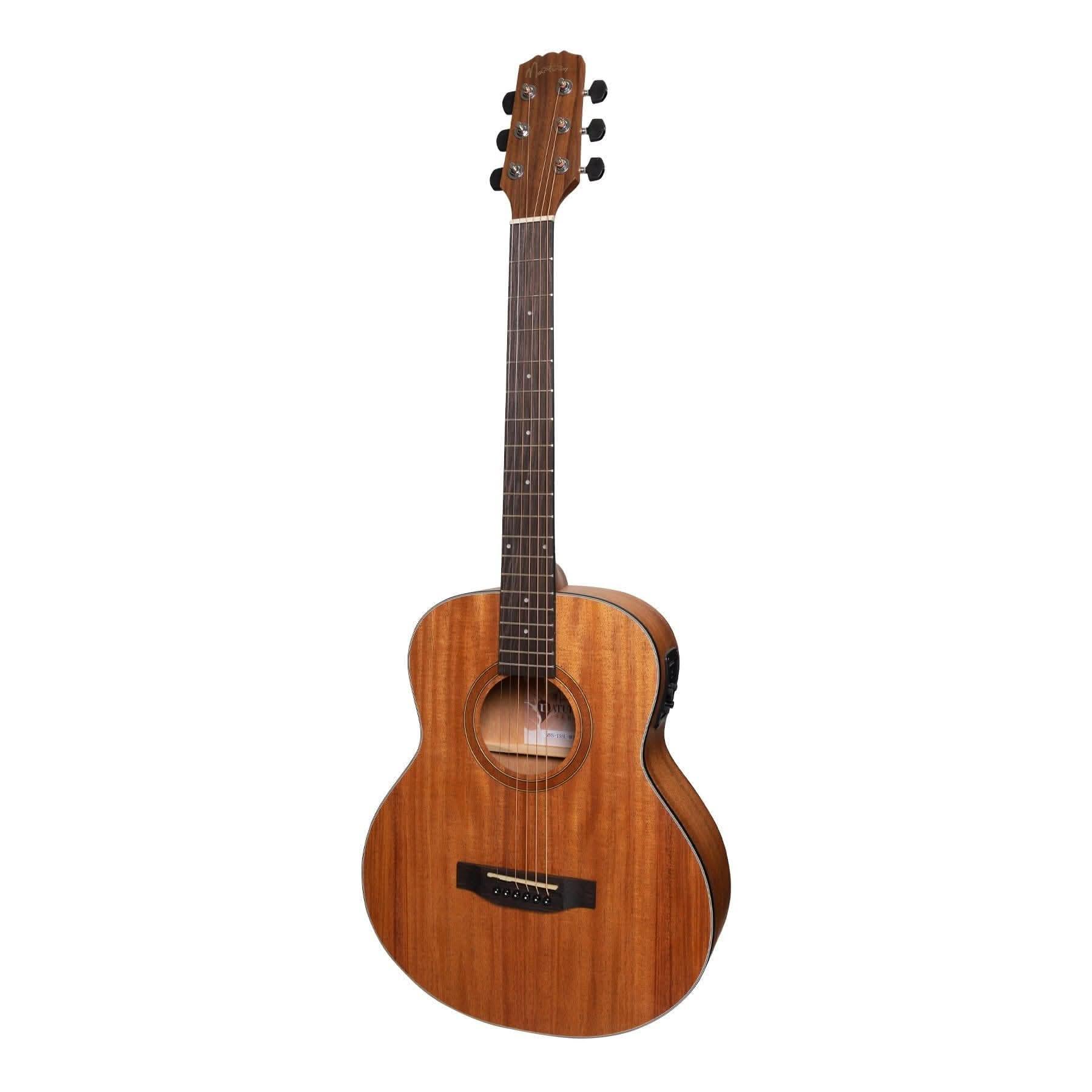 Martinez 'Natural Series' Left Handed Solid Mahogany Top Mini Short Scale Acoustic-Electric Guitar (Open Pore) - GIG Guitars