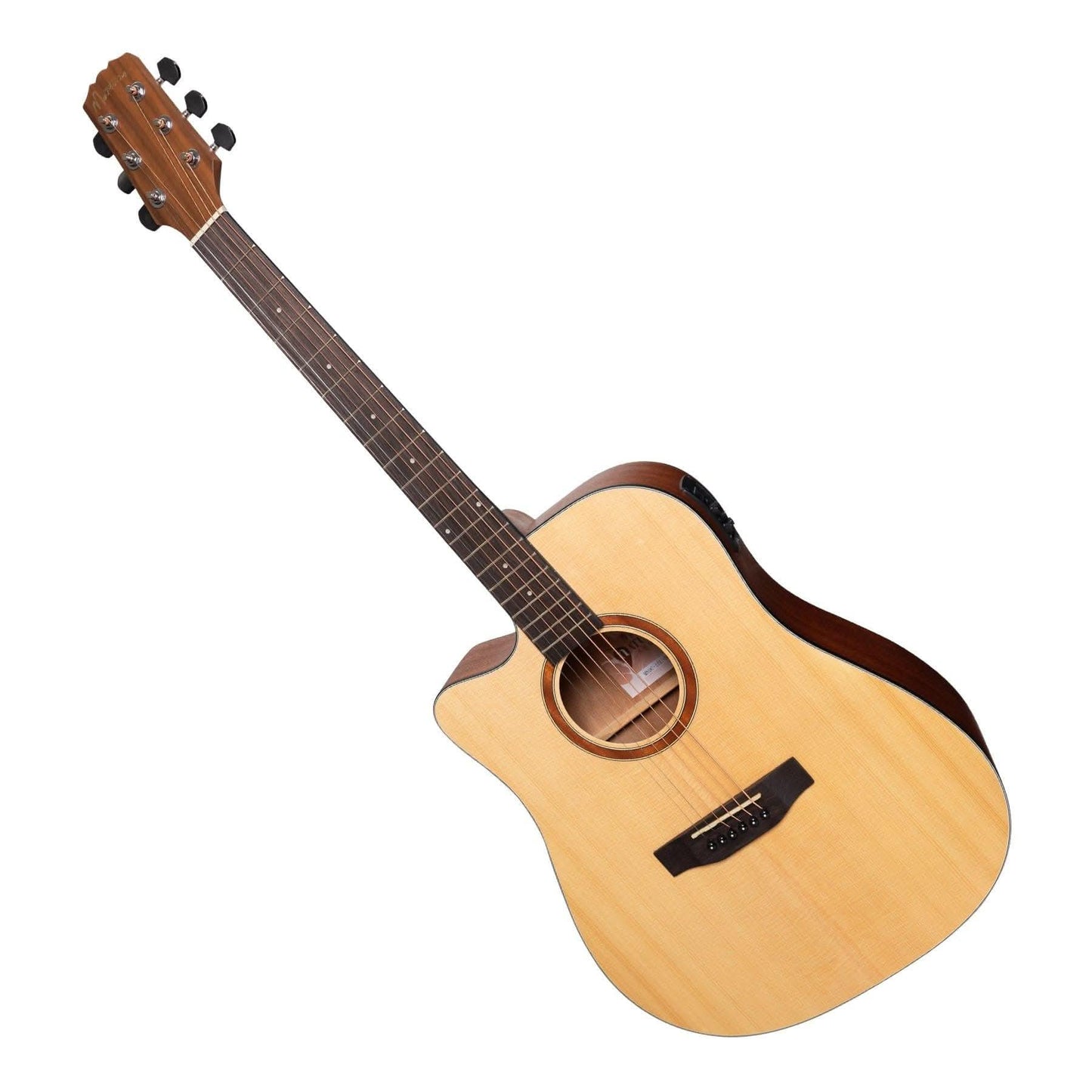 Martinez 'Natural Series' Left Handed Spruce Top Acoustic-Electric Dreadnought Cutaway Guitar (Open Pore) - GIG Guitars