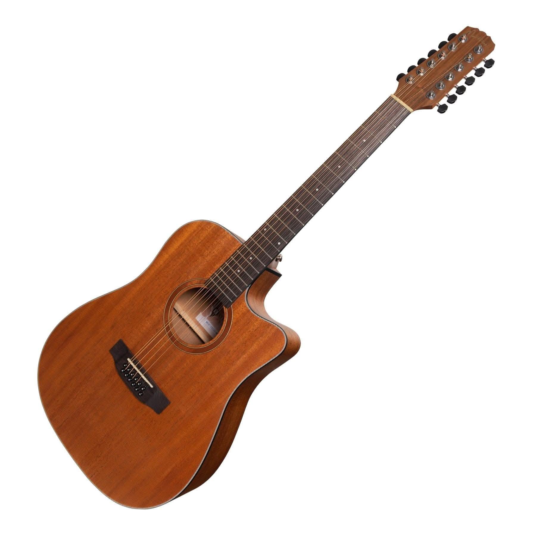 Martinez 'Natural Series' Mahogany Top 12-String Acoustic-Electric Dreadnought Cutaway Guitar (Open Pore) - GIG Guitars