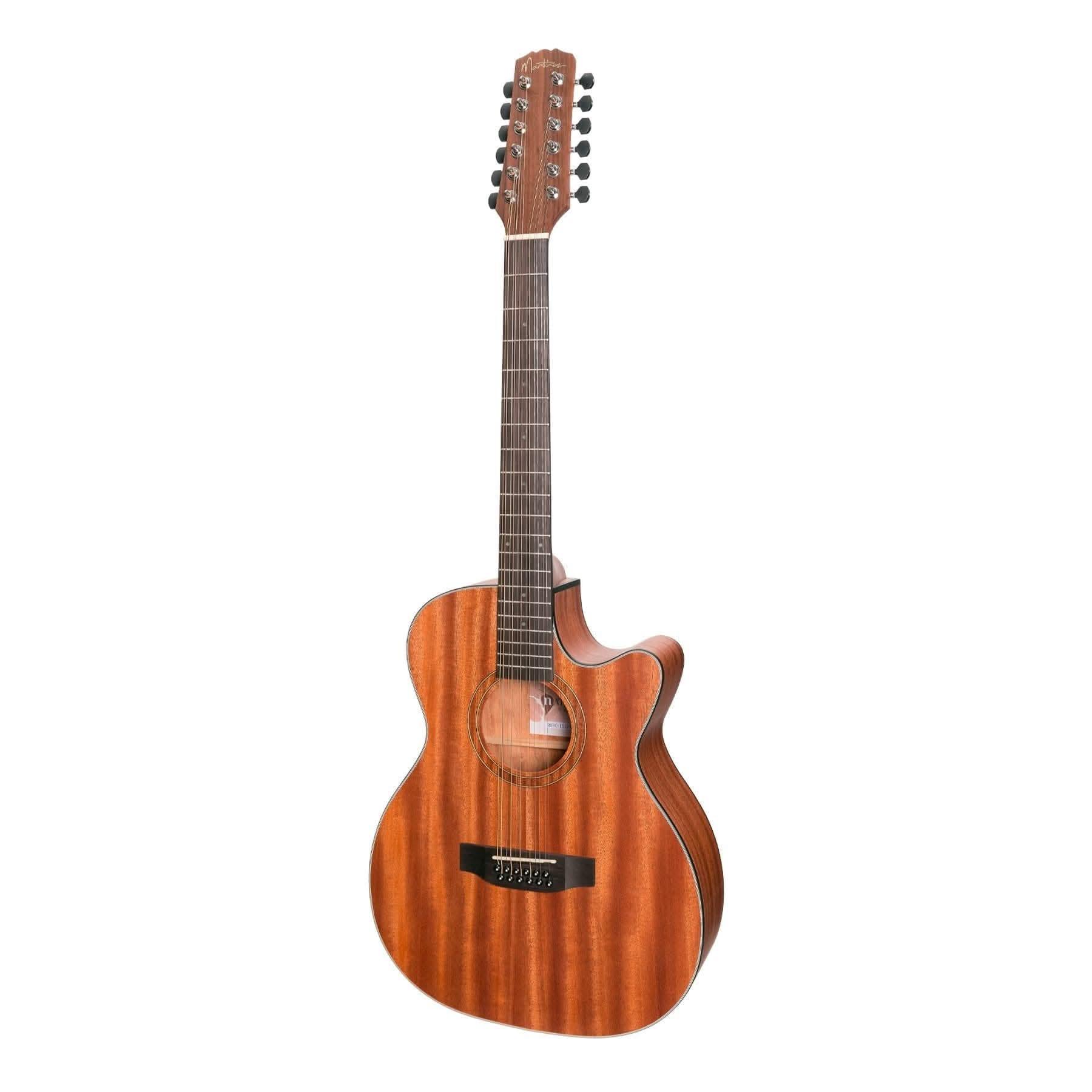 Martinez 'Natural Series' Mahogany Top 12-String Acoustic-Electric Small Body Cutaway Guitar (Open Pore) - GIG Guitars