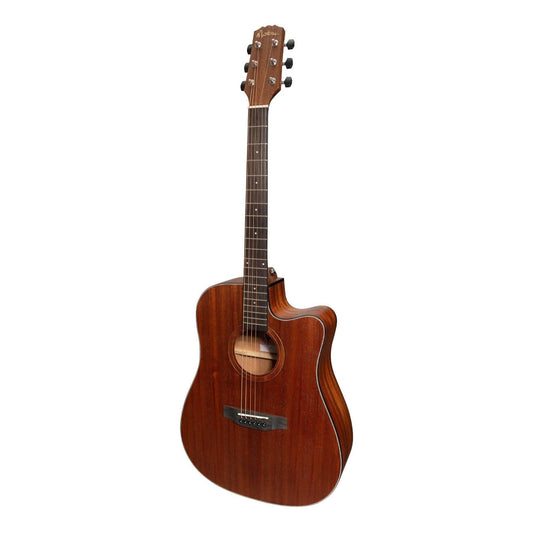 Martinez 'Natural Series' Mahogany Top Acoustic-Electric Dreadnought Cutaway Guitar (Open Pore) - GIG Guitars