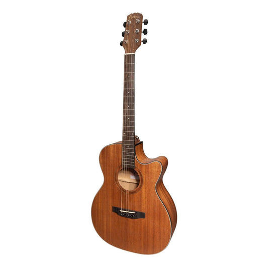 Martinez 'Natural Series' Mahogany Top Acoustic-Electric Small Body Cutaway Guitar (Open Pore) - GIG Guitars