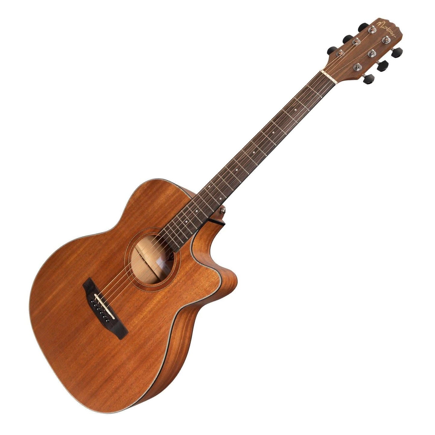 Martinez 'Natural Series' Mahogany Top Acoustic-Electric Small Body Cutaway Guitar (Open Pore) - GIG Guitars