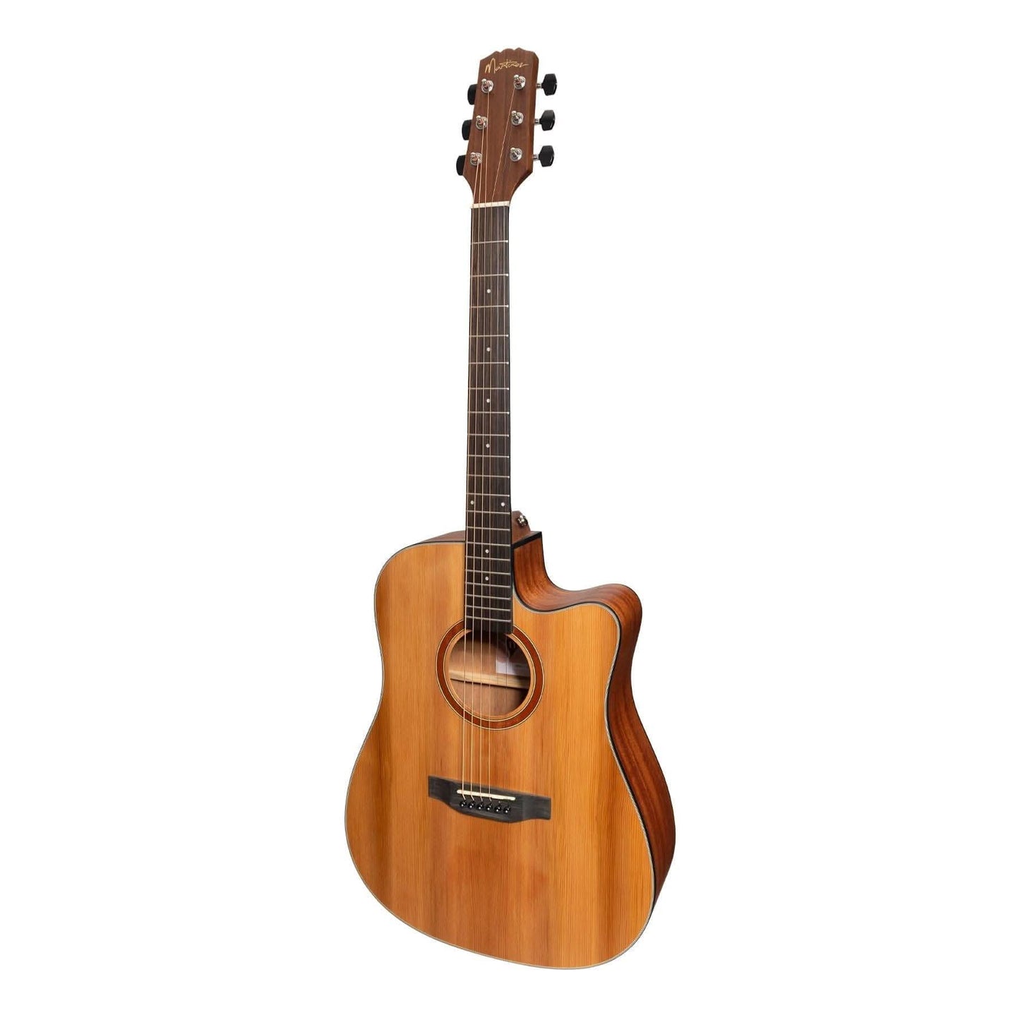 Martinez 'Natural Series' Solid Cedar Top Acoustic-Electric Dreadnought Cutaway Guitar (Open Pore) - GIG Guitars