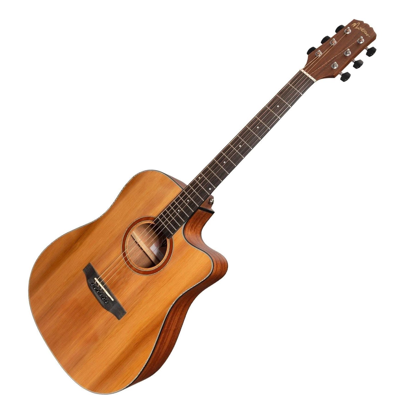 Martinez 'Natural Series' Solid Cedar Top Acoustic-Electric Dreadnought Cutaway Guitar (Open Pore) - GIG Guitars