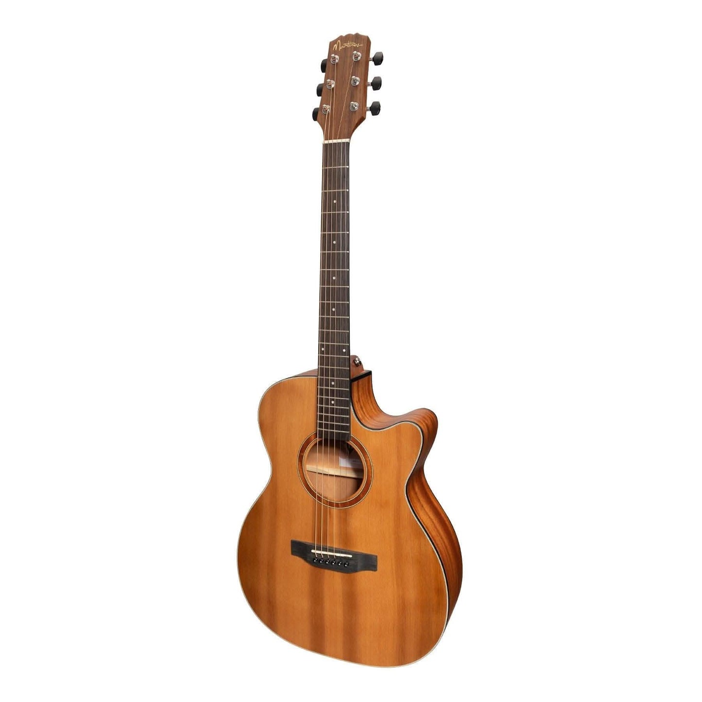 Martinez 'Natural Series' Solid Cedar Top Acoustic-Electric Small Body Cutaway Guitar (Open Pore) - GIG Guitars