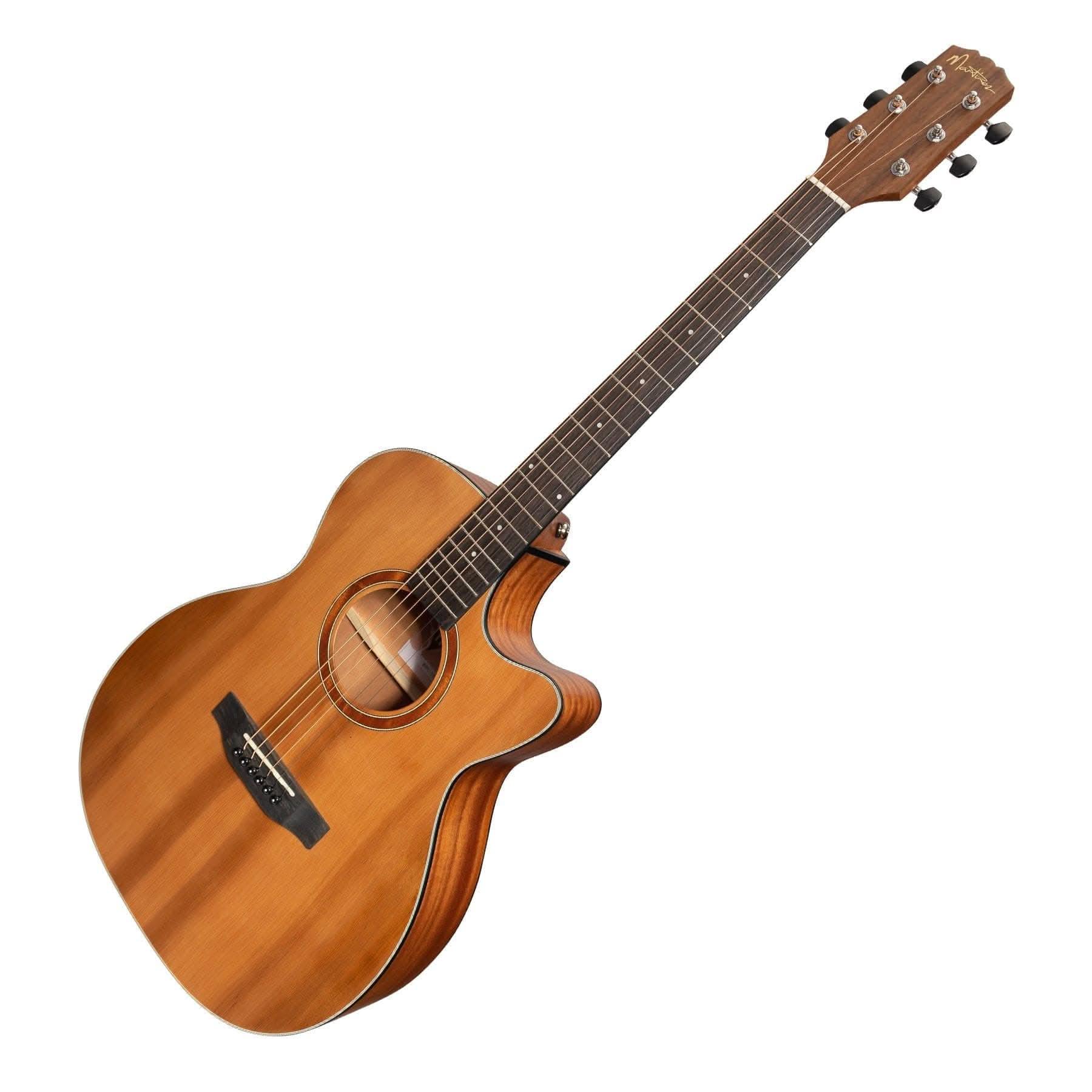 Martinez 'Natural Series' Solid Cedar Top Acoustic-Electric Small Body Cutaway Guitar (Open Pore) - GIG Guitars