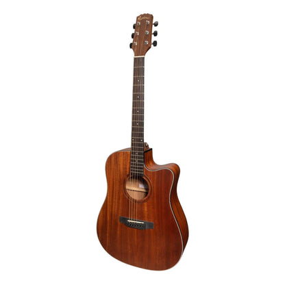 Martinez 'Natural Series' Solid Mahogany Top Acoustic-Electric Dreadnought Cutaway Guitar (Open Pore) - GIG Guitars