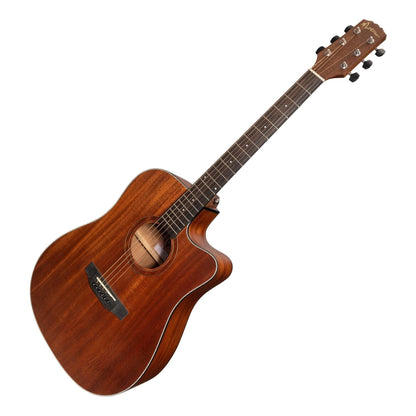 Martinez 'Natural Series' Solid Mahogany Top Acoustic-Electric Dreadnought Cutaway Guitar (Open Pore) - GIG Guitars