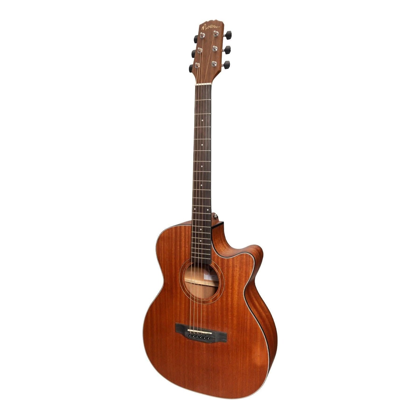 Martinez 'Natural Series' Solid Mahogany Top Acoustic-Electric Small Body Cutaway Guitar (Open Pore) - GIG Guitars