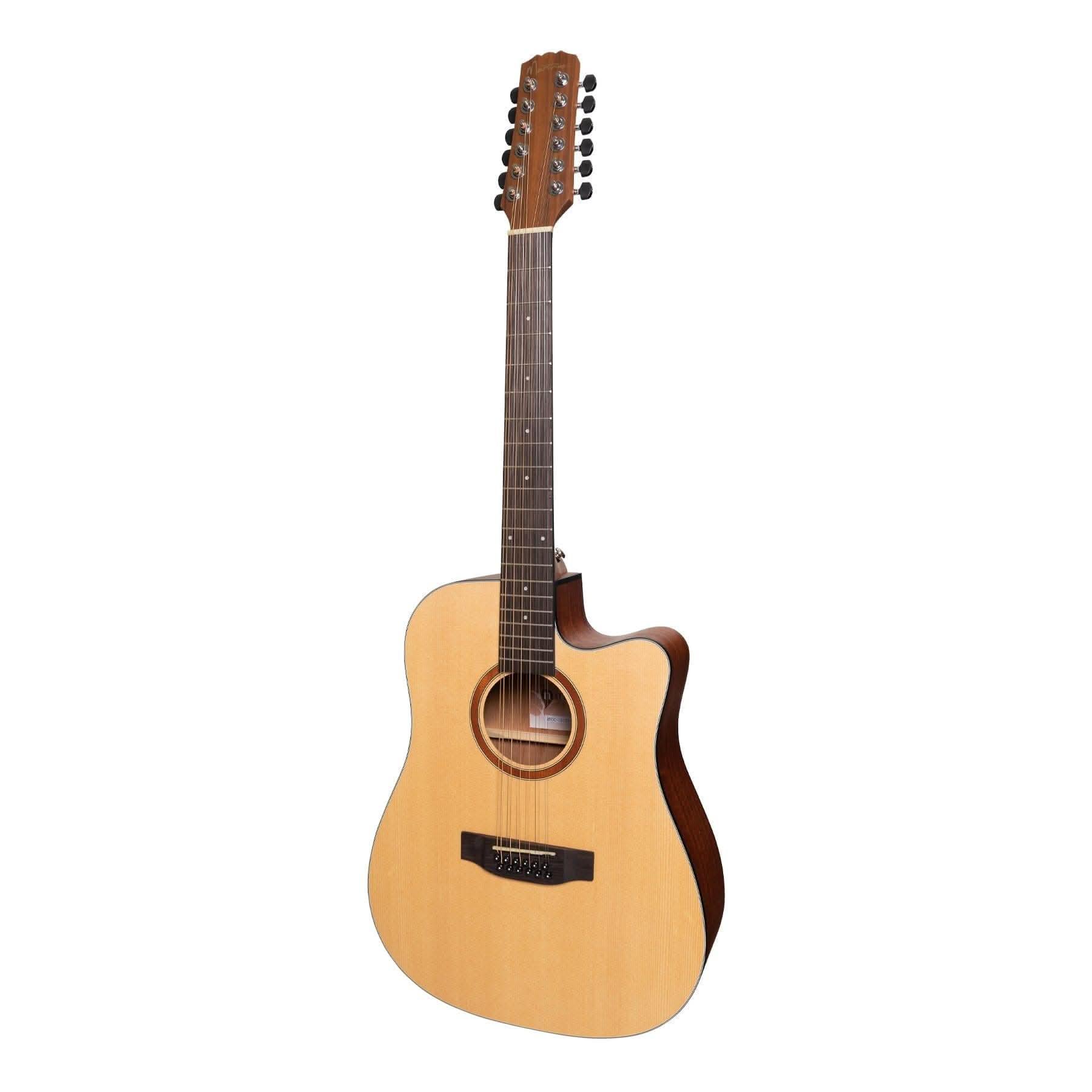 Martinez 'Natural Series' Solid Spruce Top 12-String Acoustic-Electric Dreadnought Cutaway Guitar (Open Pore) - GIG Guitars