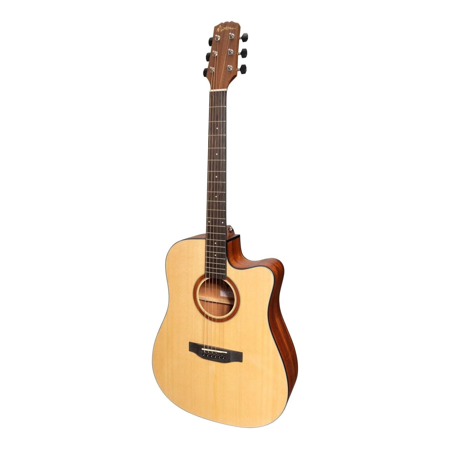 Martinez 'Natural Series' Solid Spruce Top Acoustic-Electric Dreadnought Cutaway Guitar (Open Pore) - GIG Guitars