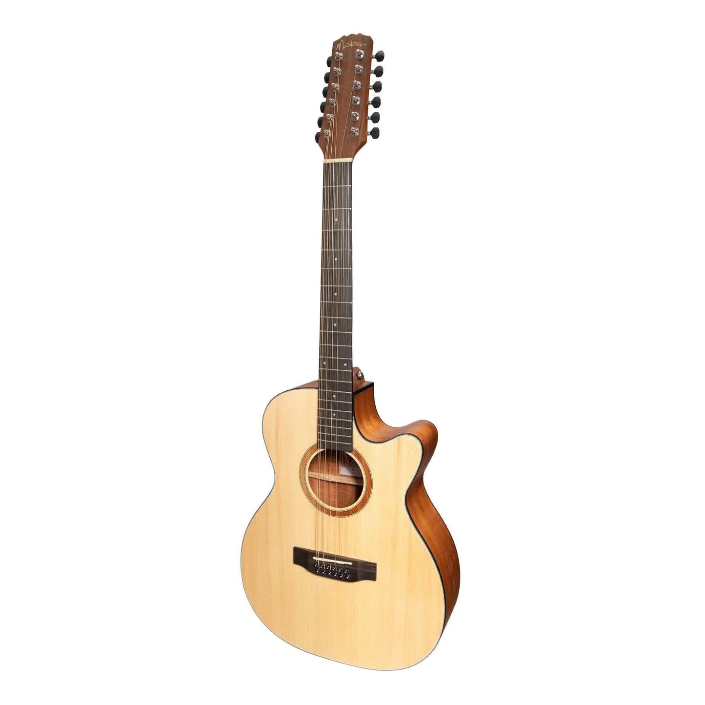 Martinez 'Natural Series' Spruce Top 12-String Acoustic-Electric Small Body Cutaway Guitar (Open Pore) - GIG Guitars