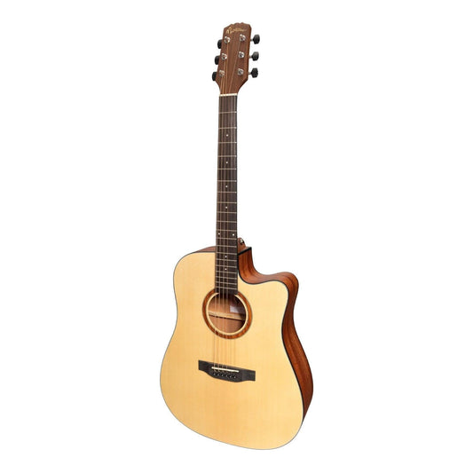 Martinez 'Natural Series' Spruce Top Acoustic-Electric Dreadnought Cutaway Guitar (Open Pore) - GIG Guitars