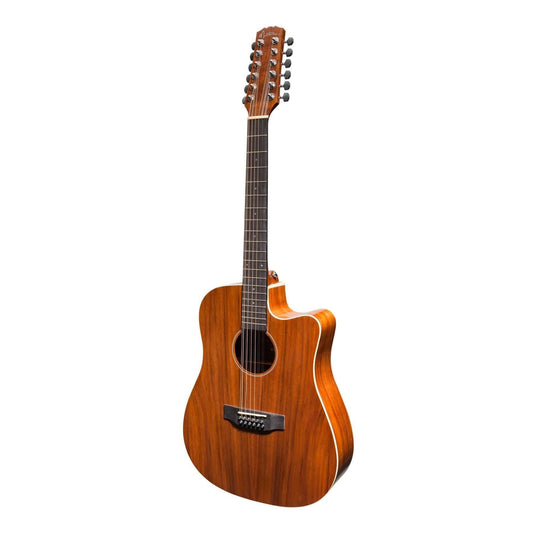 Martinez 'Southern Star Series' Koa Solid Top 12-String Acoustic-Electric Dreadnought Cutaway Guitar (Natural Gloss) - GIG Guitars