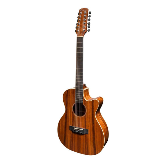 Martinez 'Southern Star Series' Koa Solid Top 12-String Acoustic-Electric Small Body Cutaway Guitar (Natural Gloss) - GIG Guitars