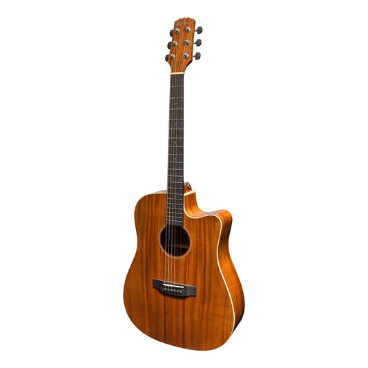 Martinez 'Southern Star Series' Koa Solid Top Acoustic-Electric Dreadnought Cutaway Guitar (Natural Gloss) - GIG Guitars