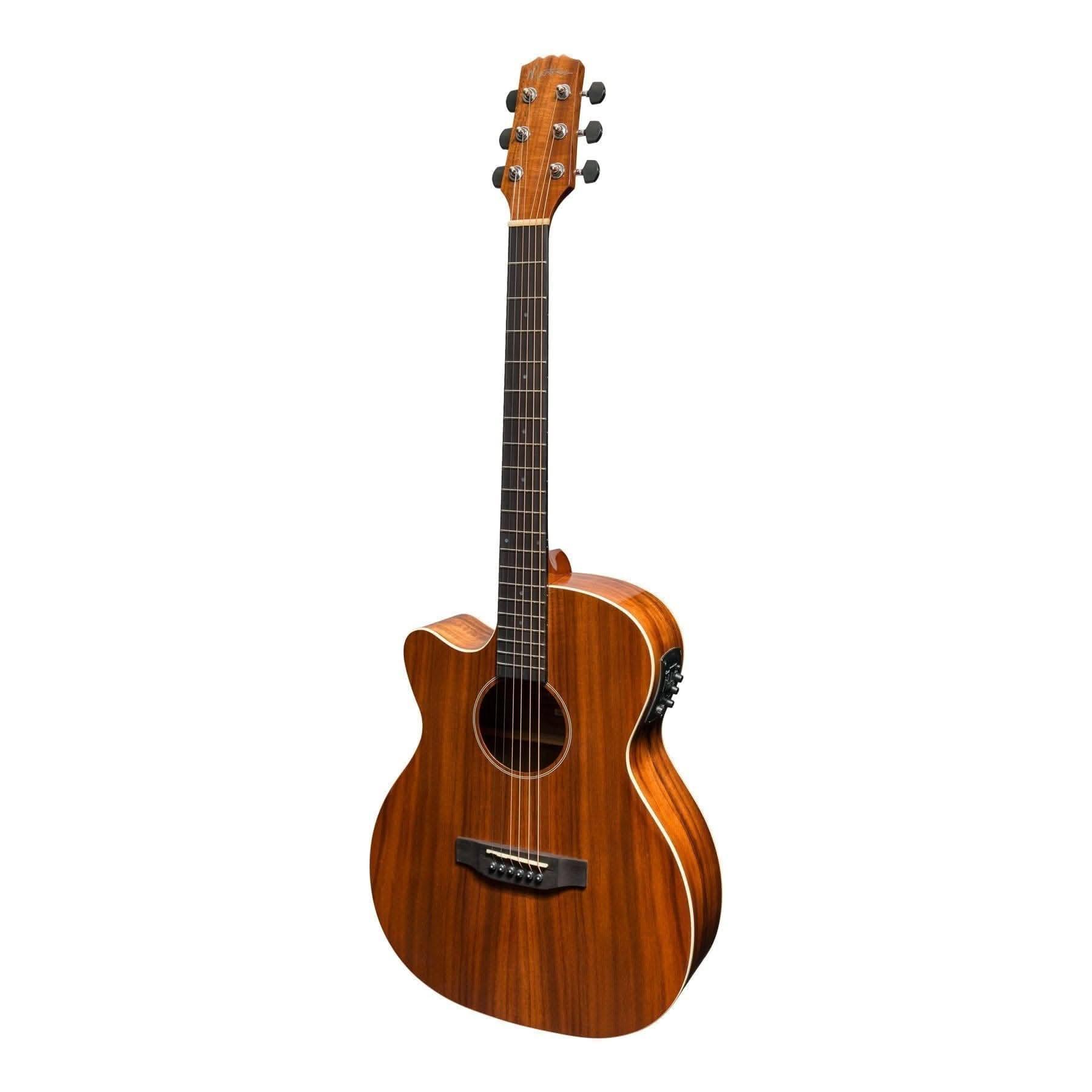 Martinez 'Southern Star Series' Left Handed Koa Solid Top Acoustic-Electric Small Body Cutaway Guitar (Natural Gloss) - GIG Guitars