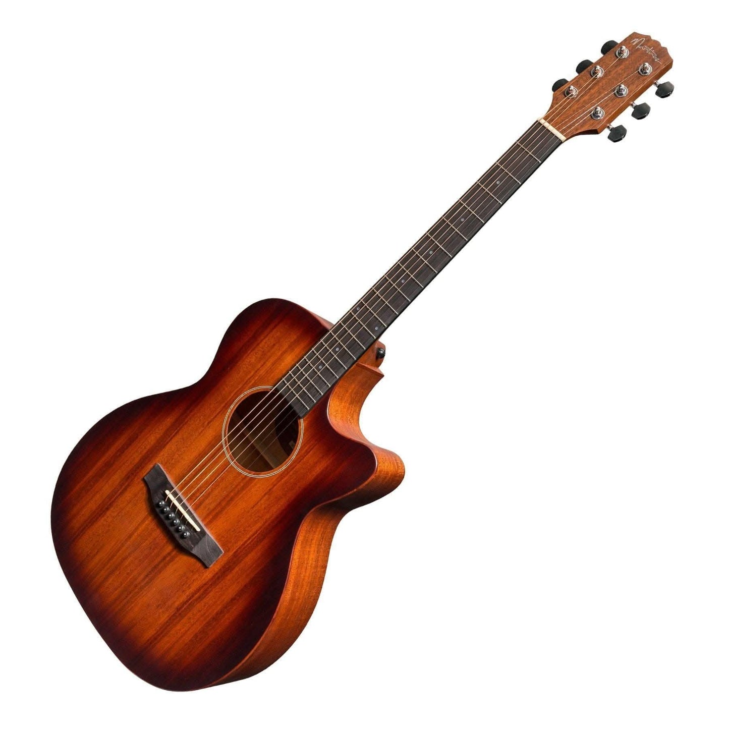 Martinez 'Southern Star Series' Mahogany Solid Top Acoustic-Electric Small Body Cutaway Guitar (Satin Sunburst) - GIG Guitars