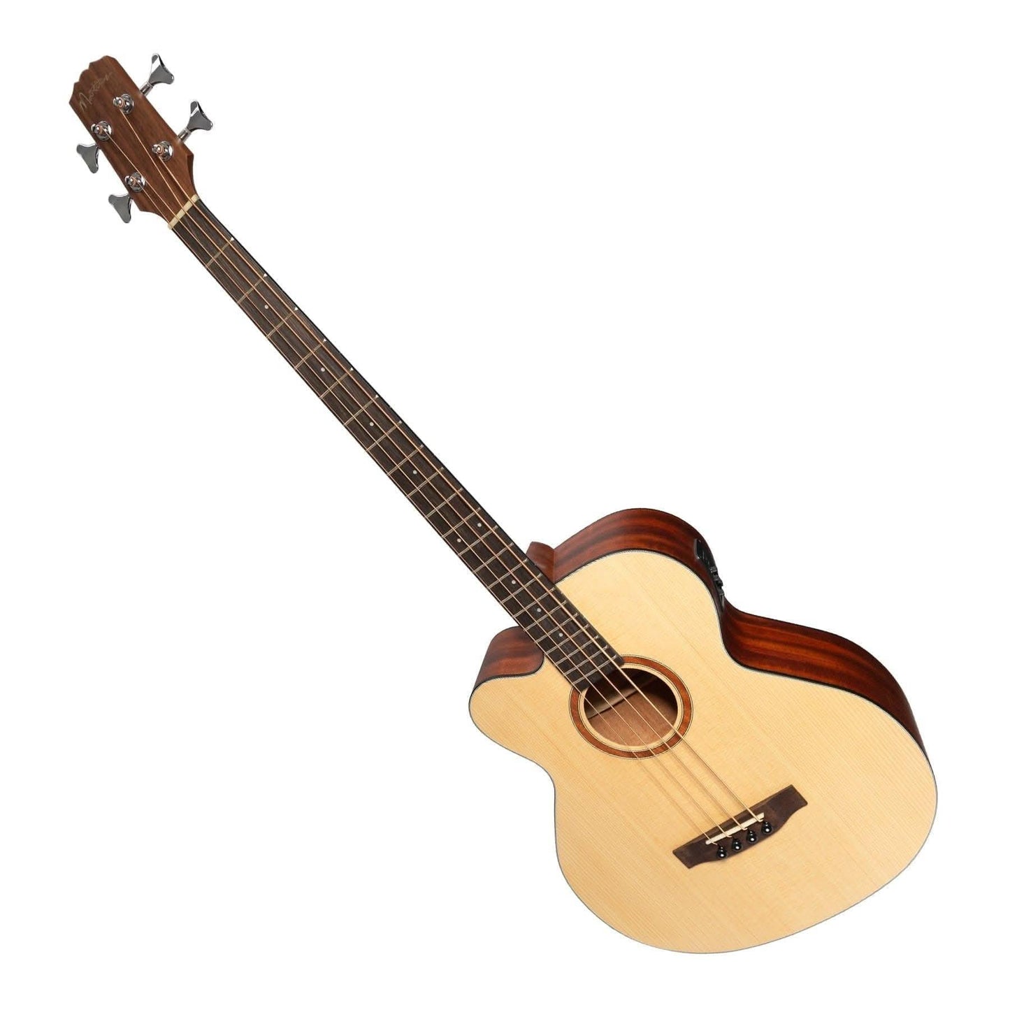 Martinez 'Natural Series' Left Handed Solid Spruce Top Acoustic-Electric Cutaway Bass Guitar (Open Pore) - GIG Guitars