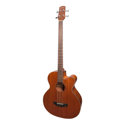 Martinez 'Natural Series' Mahogany Top Acoustic-Electric Cutaway Bass Guitar (Open Pore) - GIG Guitars