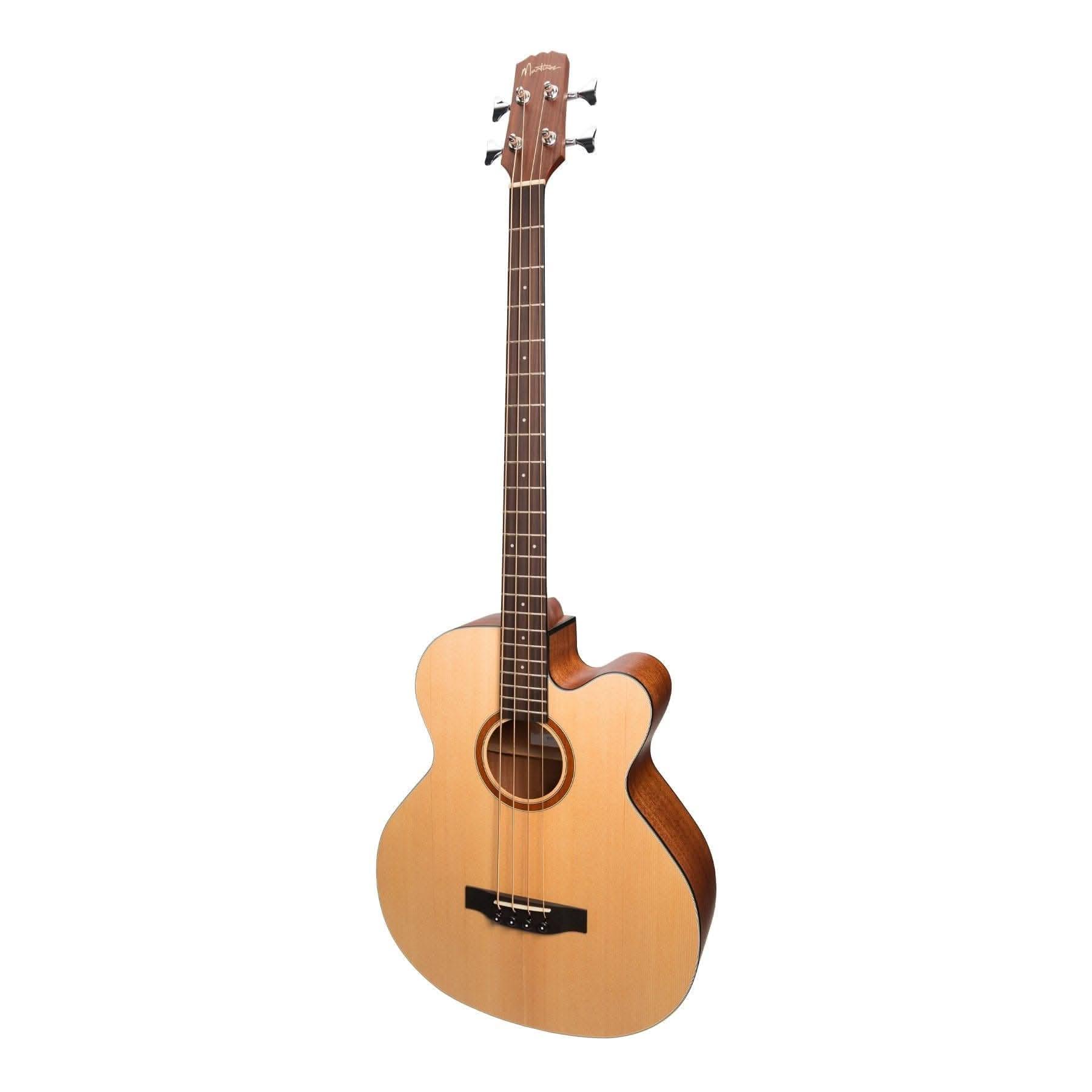 Martinez 'Natural Series' Spruce Top Acoustic-Electric Cutaway Bass Guitar (Open Pore) - GIG Guitars