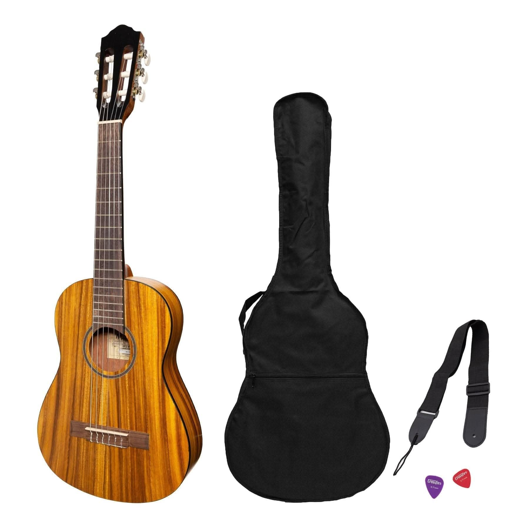 Martinez 1/2 Size Student Classical Guitar Pack with Built In Tuner (Koa) - GIG Guitars