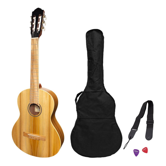 Martinez 3/4 Size Student Classical Guitar Pack with Built In Tuner (Jati-Teakwood) - GIG Guitars