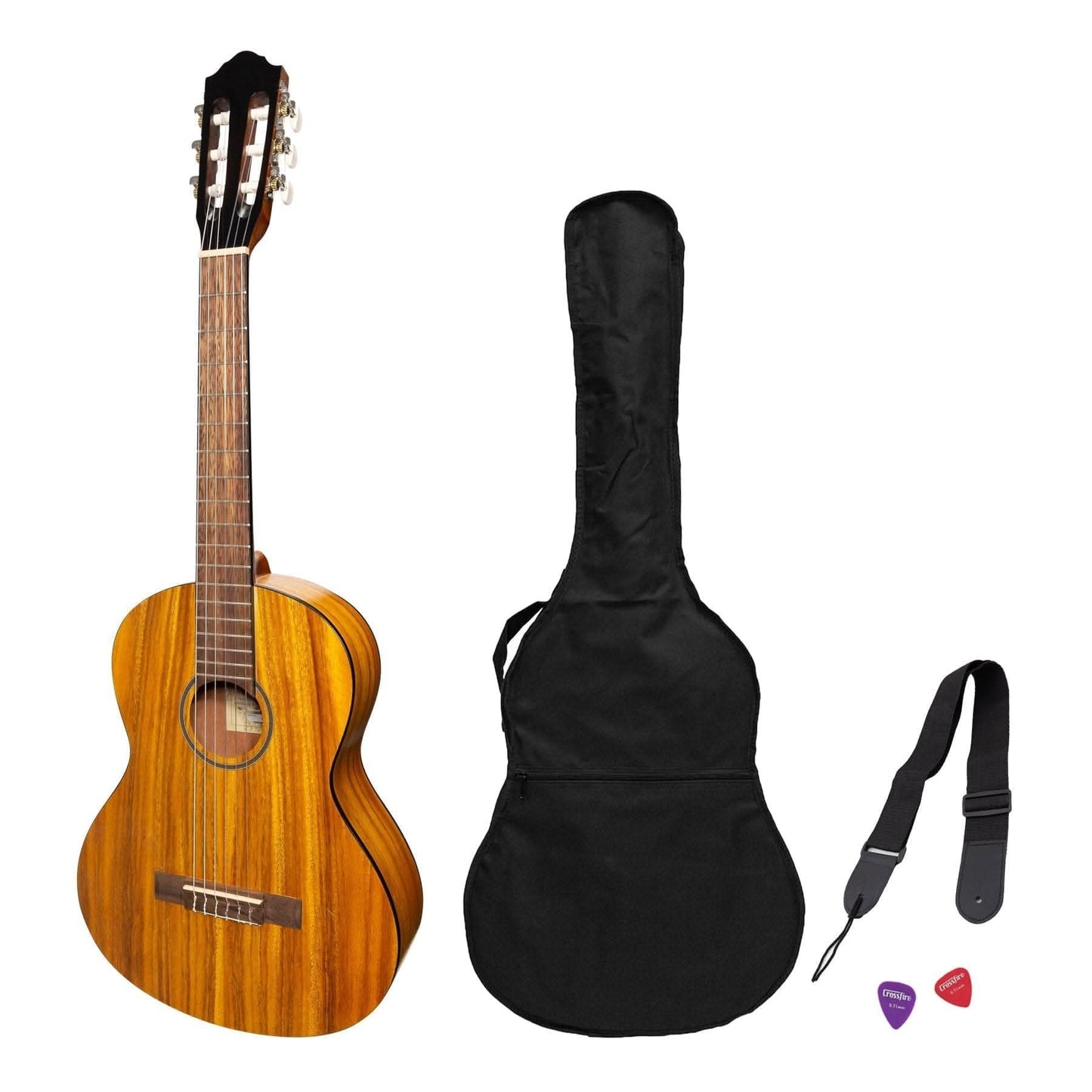 Martinez 3/4 Size Student Classical Guitar Pack with Built In Tuner (Koa) - GIG Guitars